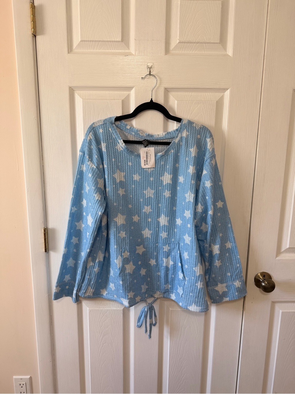 Light Blue Star Print Pullover Top
